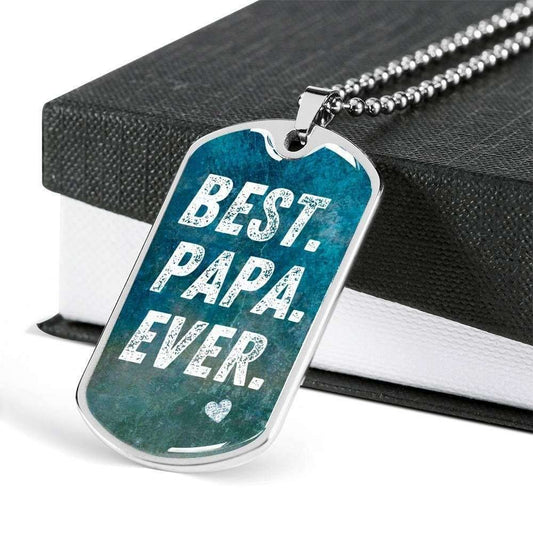 Dad Dog Tag Father’S Day Gift, Best Papa Ever Dog Tag Military Chain Necklace For Dad Dog Tag Father's Day Rakva