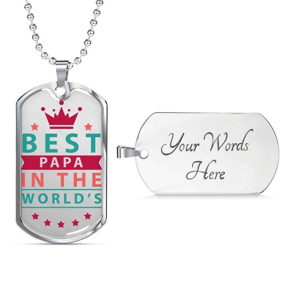Dad Dog Tag Father’S Day Gift, Best Papa In The World’S Dog Tag Military Chain Necklace For Dad Dog Tag Father's Day Rakva