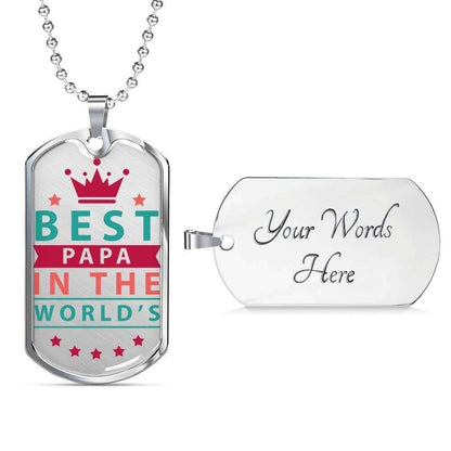 Dad Dog Tag Father’S Day Gift, Best Papa In The World’S Dog Tag Military Chain Necklace For Dad Dog Tag Father's Day Rakva