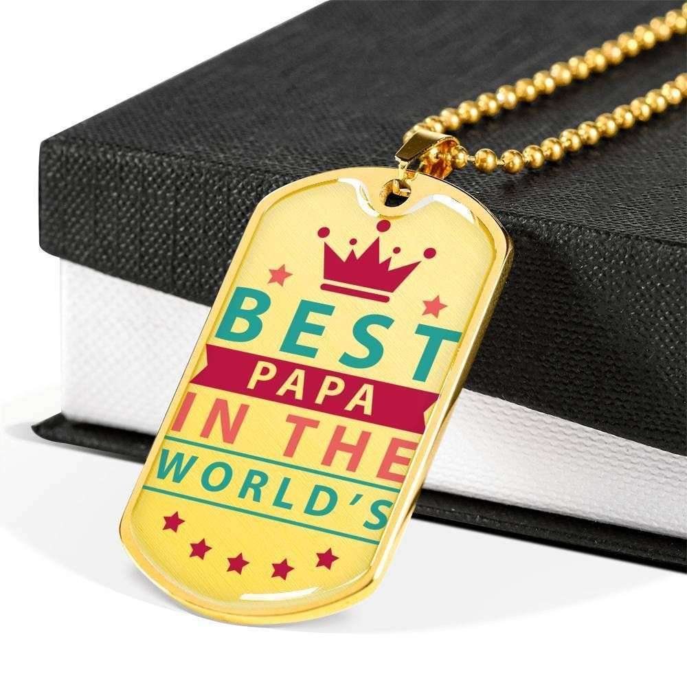 Dad Dog Tag Father’S Day Gift, Best Papa In The World’S Dog Tag Military Chain Necklace For Dad Dog Tag Father's Day Rakva