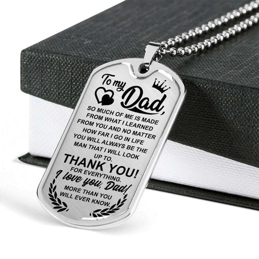 Dad Dog Tag Father’S Day Gift, Birthday Gift For Dad Dog Tag Military Chain Necklace Thank You For Everything Father's Day Rakva