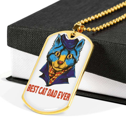 Dad Dog Tag Father’S Day Gift, Custom Best Cat Dad Ever Dog Tag Military Chain Necklace Gift For Men Dog Tag Father's Day Rakva