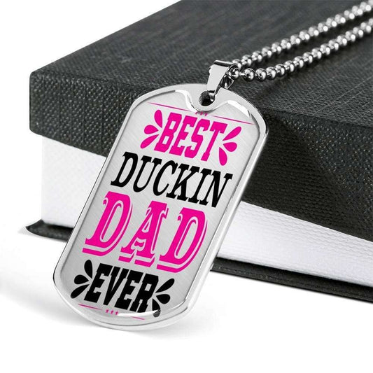 Dad Dog Tag Father’S Day Gift, Custom Best Duck In Dad Ever Dog Tag Military Chain Necklace Giving Dad Dog Tag Father's Day Rakva