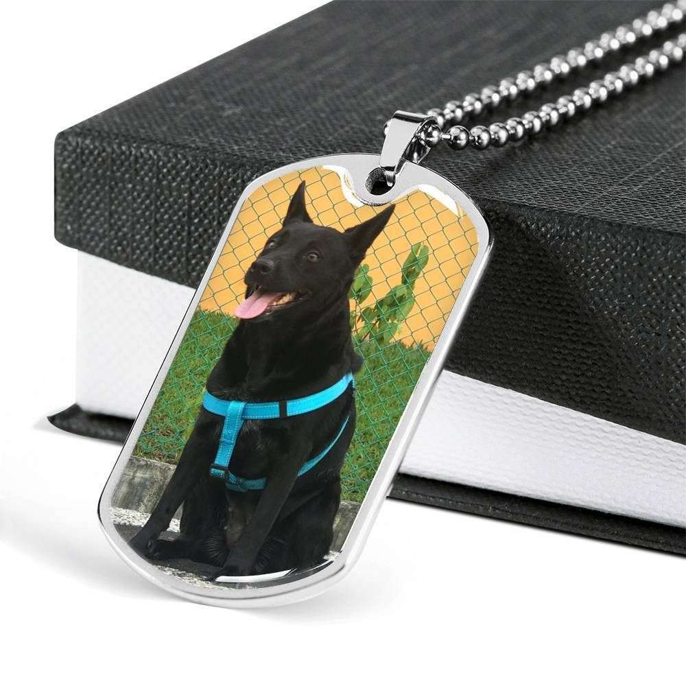 Dad Dog Tag Father’S Day Gift, Custom Black Dog Dog Tag Military Chain Necklace For Dog Lovers Dog Tag Father's Day Rakva