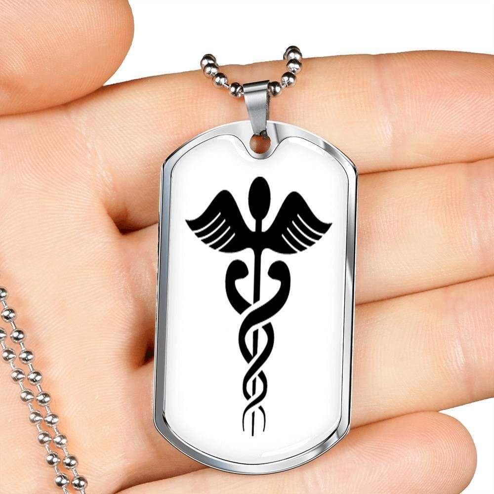 Dad Dog Tag Father’S Day Gift, Custom Black Medical Dog Tag Military Chain Necklace Gift For Men Dog Tag Father's Day Rakva
