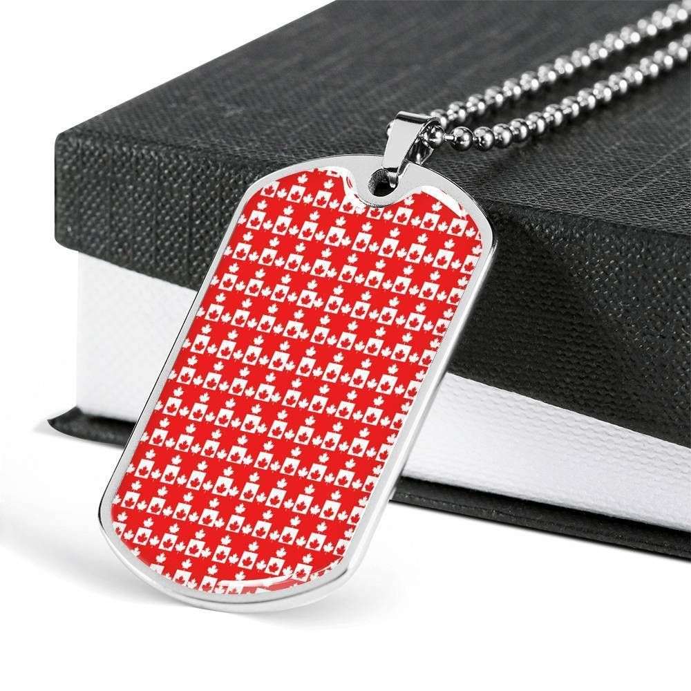 Dad Dog Tag Father’S Day Gift, Custom Canada Red Dog Tag Military Chain Necklace Gift For Men Dog Tag Father's Day Rakva