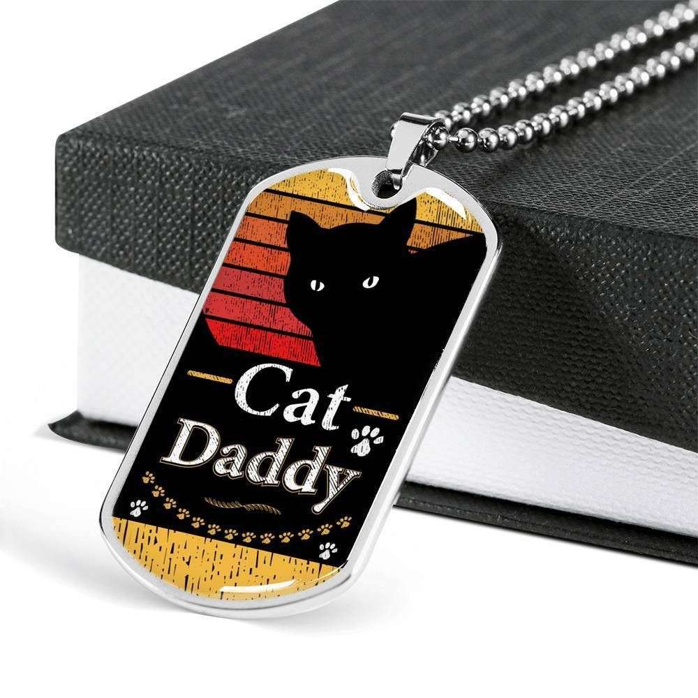 Dad Dog Tag Father’S Day Gift, Custom Cat Daddy Dog Tag Military Chain Necklace Dog Tag Father's Day Rakva