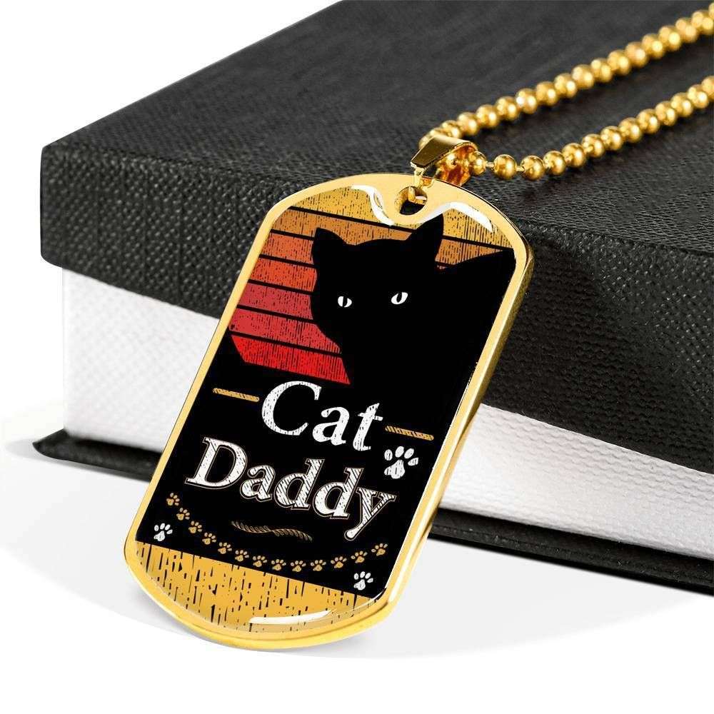 Dad Dog Tag Father’S Day Gift, Custom Cat Daddy Dog Tag Military Chain Necklace Dog Tag Father's Day Rakva