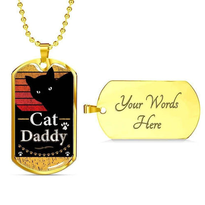 Dad Dog Tag Father’S Day Gift, Custom Cat Daddy Dog Tag Military Chain Necklace Dog Tag Father's Day Rakva