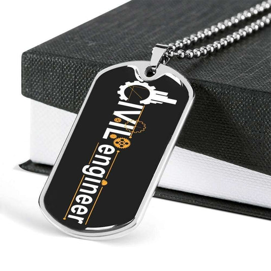 Dad Dog Tag Father’S Day Gift, Custom Civil Engineer Dog Tag Military Chain Necklace Gift For Men Dog Tag Father's Day Rakva