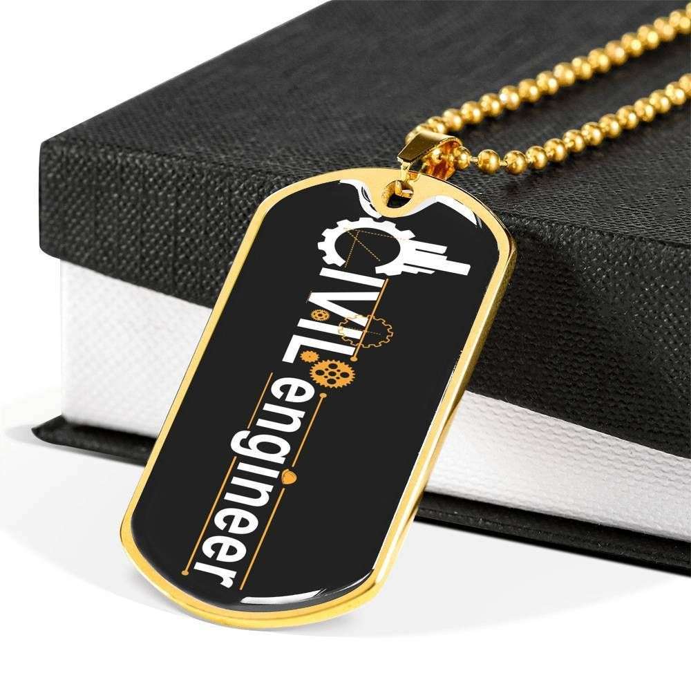 Dad Dog Tag Father’S Day Gift, Custom Civil Engineer Dog Tag Military Chain Necklace Gift For Men Dog Tag Father's Day Rakva