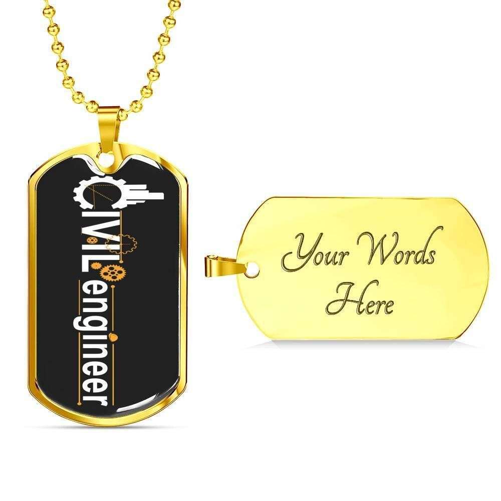 Dad Dog Tag Father’S Day Gift, Custom Civil Engineer Dog Tag Military Chain Necklace Gift For Men Dog Tag Father's Day Rakva