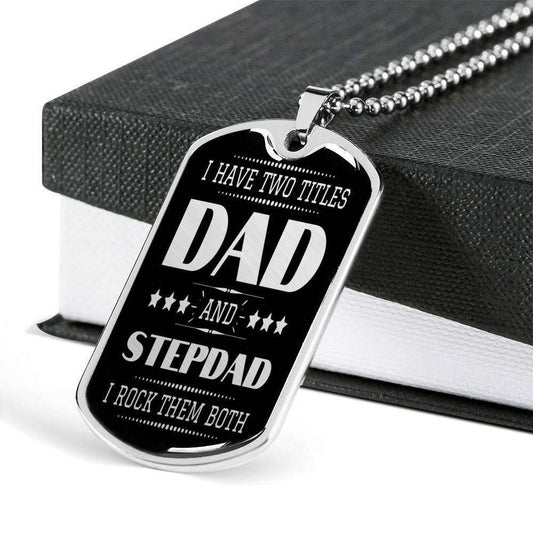 Dad Dog Tag Father’S Day Gift, Custom Dad And Stepdad Silver Dog Tag Military Chain Necklace Present For Men Dog Tag Father's Day Rakva