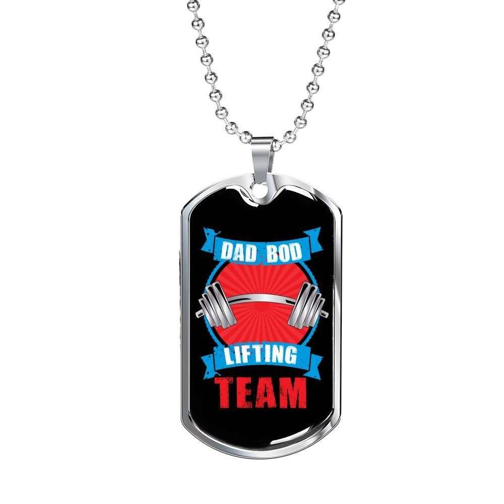 Dad Dog Tag Father’S Day Gift, Custom Dad Bob Lifting Team Black Dog Tag Military Chain Necklace For Dad Dog Tag Father's Day Rakva