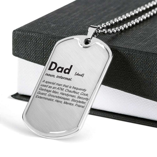 Dad Dog Tag Father’S Day Gift, Custom Dad Definition Dog Tag Military Chain Necklace For Men Dog Tag Father's Day Rakva