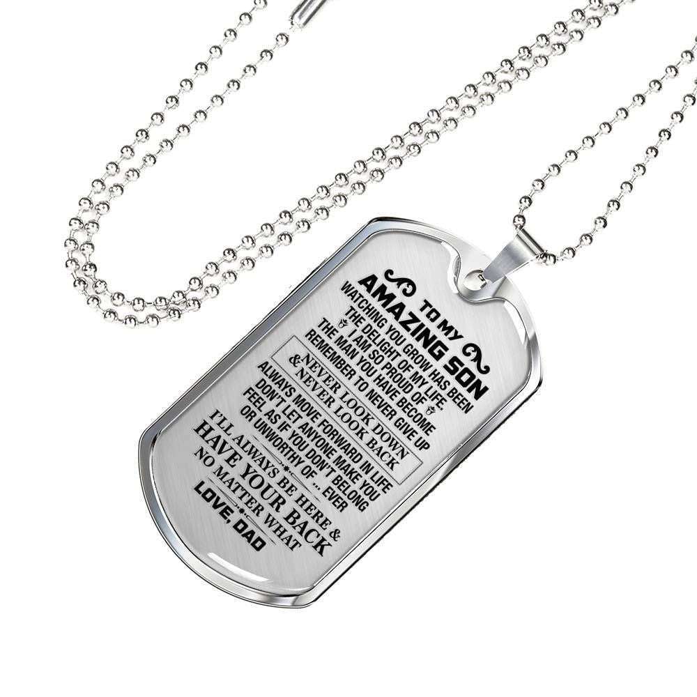 Dad Dog Tag Father’S Day Gift, Custom Dad Gift For Son Dog Tag Military Chain Necklace I’M Always Here Dog Tag Father's Day Rakva