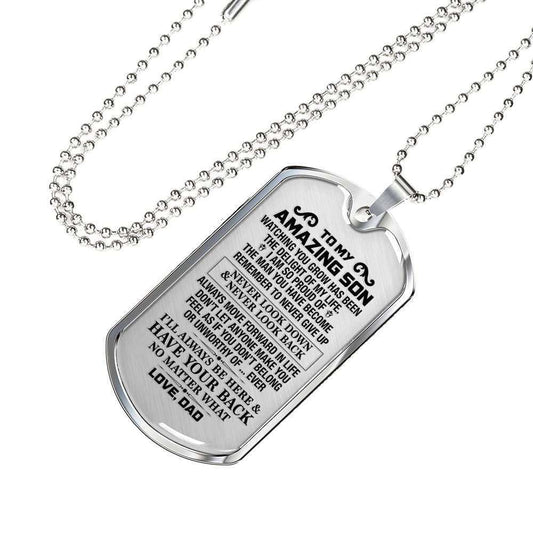 Dad Dog Tag Father’S Day Gift, Custom Dad Gift For Son Dog Tag Military Chain Necklace I’M Always Here Dog Tag Father's Day Rakva