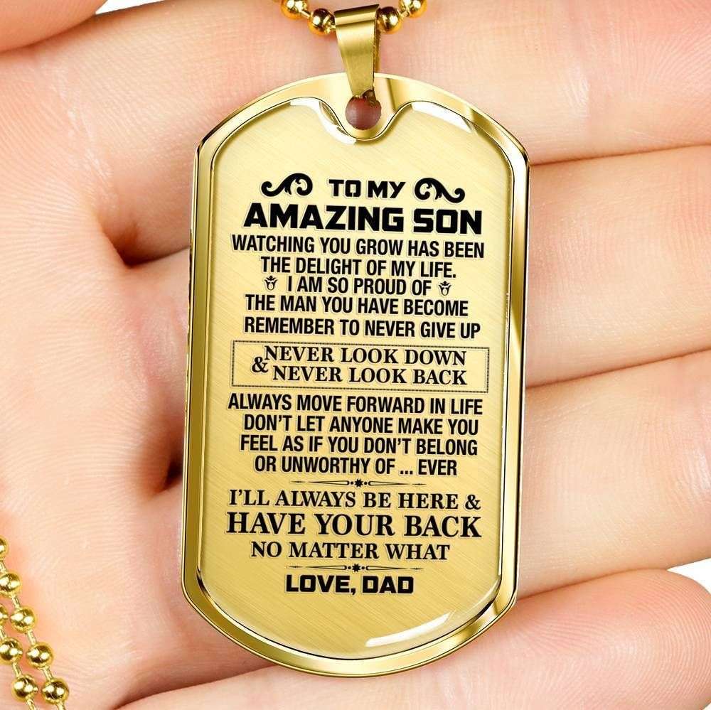 Dad Dog Tag Father’S Day Gift, Custom Dad Gift For Son Dog Tag Military Chain Necklace I’M Always Here Dog Tag Father's Day Rakva