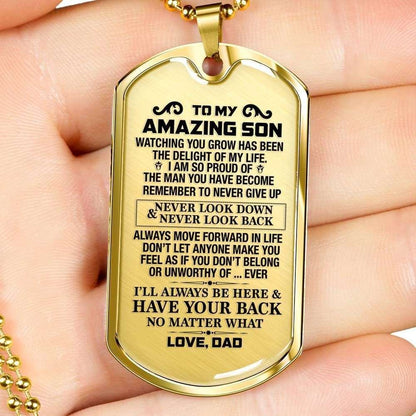 Dad Dog Tag Father’S Day Gift, Custom Dad Gift For Son Dog Tag Military Chain Necklace I’M Always Here Dog Tag Father's Day Rakva