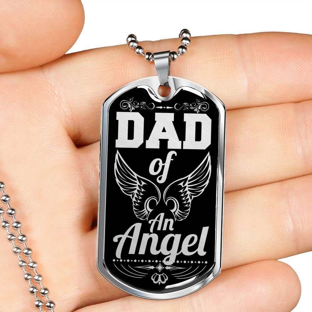 Dad Dog Tag Father’S Day Gift, Custom Dad Of An Angel Dog Tag Military Chain Necklace Gift For Dad Dog Tag Father's Day Rakva