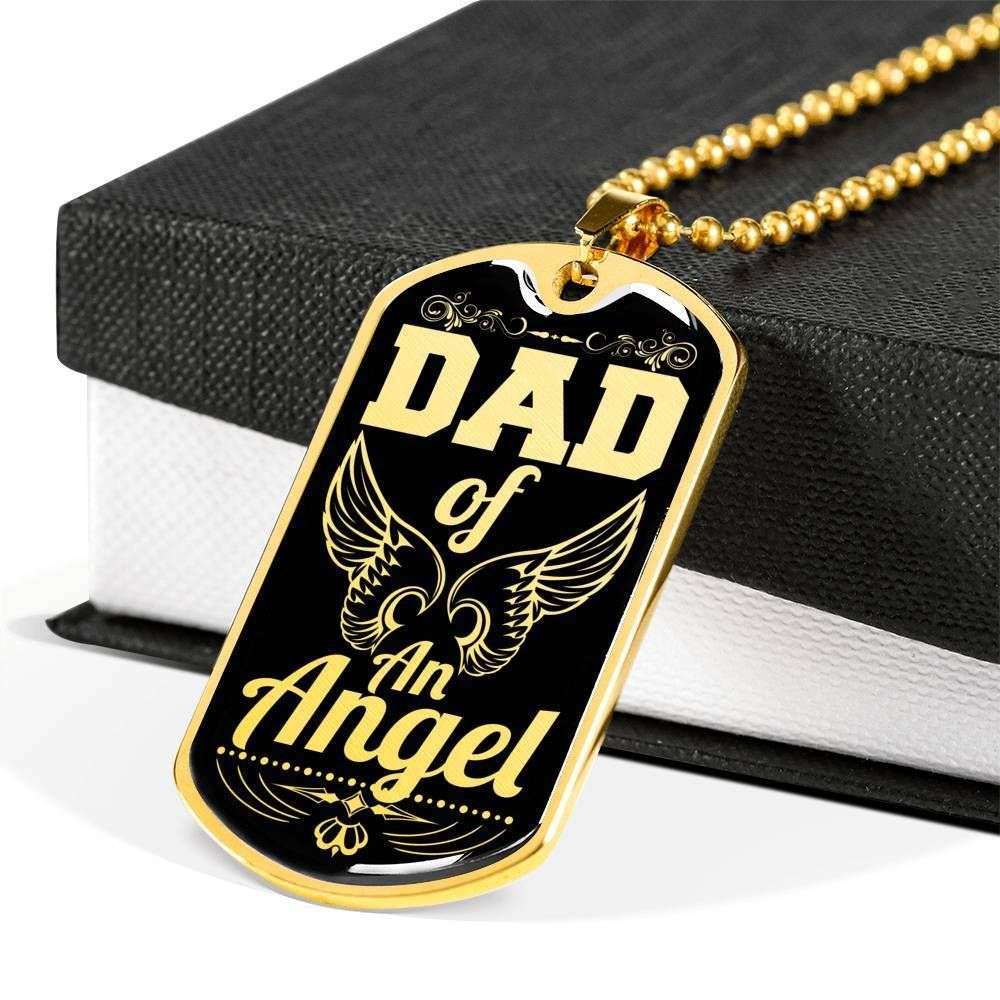 Dad Dog Tag Father’S Day Gift, Custom Dad Of An Angel Dog Tag Military Chain Necklace Gift For Dad Dog Tag Father's Day Rakva