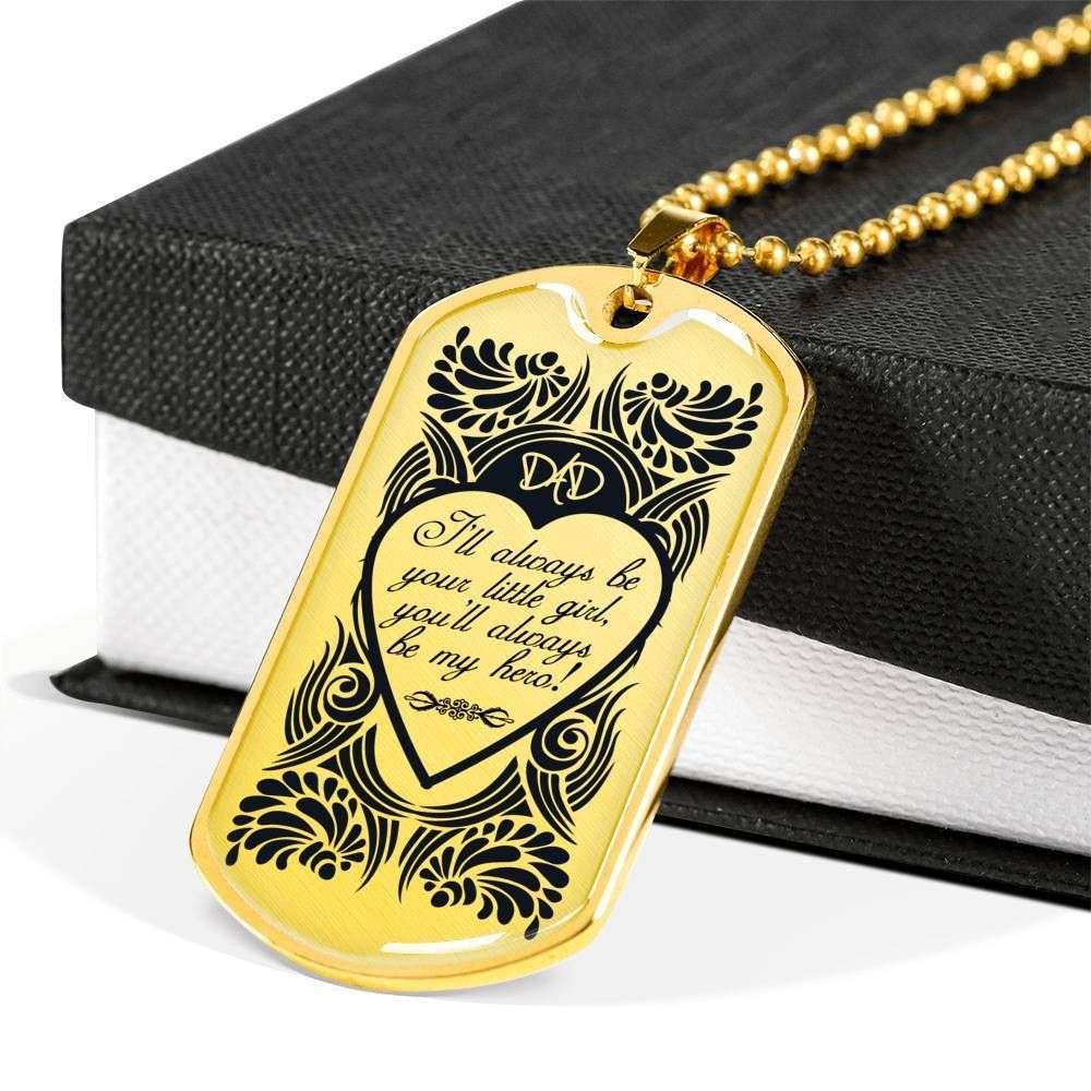 Dad Dog Tag Father’S Day Gift, Custom Dad’S Always My Hero Dog Tag Military Chain Necklace Gift For Dad Dog Tag Father's Day Rakva