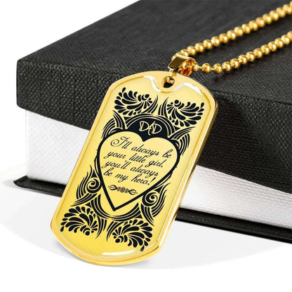 Dad Dog Tag Father’S Day Gift, Custom Dad’S Always My Hero Dog Tag Military Chain Necklace Gift For Dad Dog Tag Father's Day Rakva