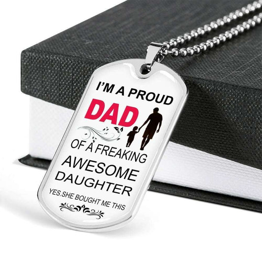 Dad Dog Tag Father’S Day Gift, Custom Daughter Giving Dad I’M A Proud Dad Dog Tag Military Chain Necklace Dog Tag Father's Day Rakva