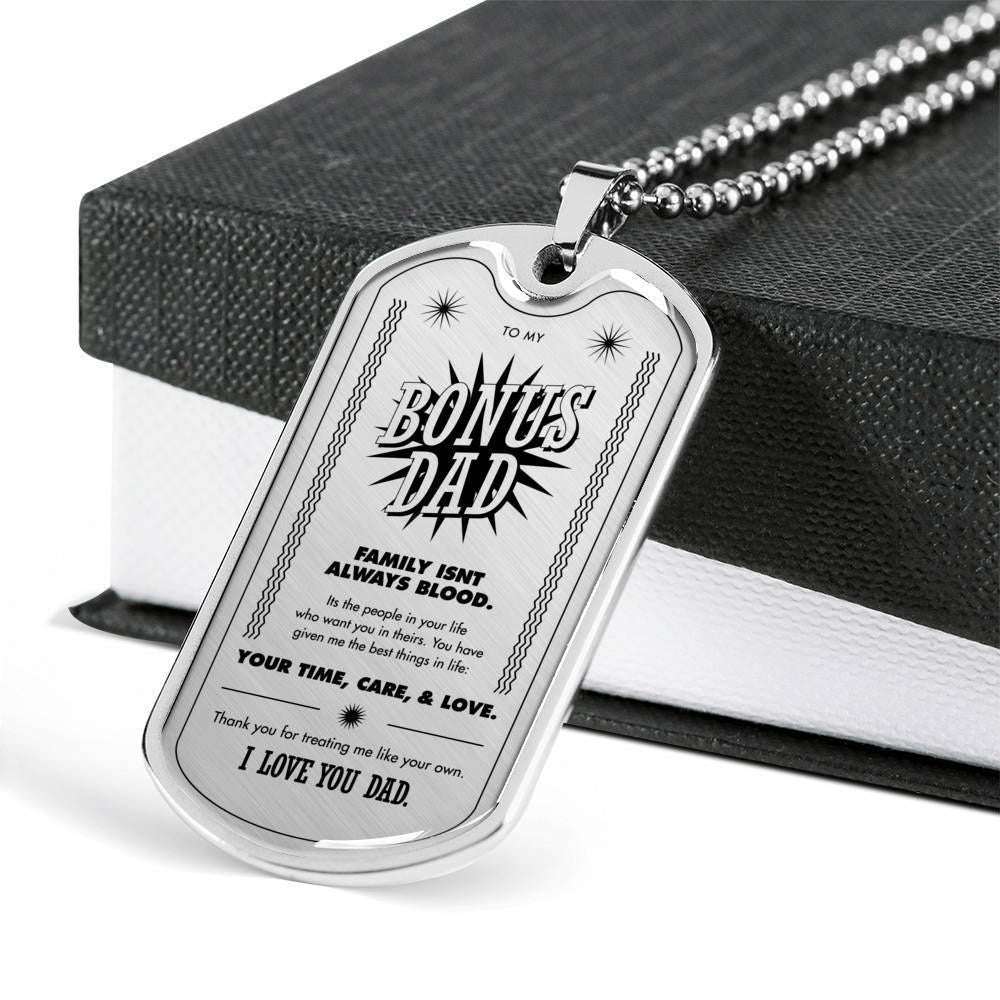 Dad Dog Tag Father’S Day Gift, Custom Dog Tag Military Chain Necklace Gift For Bonus Dad I Love You Dog Tag Father's Day Rakva