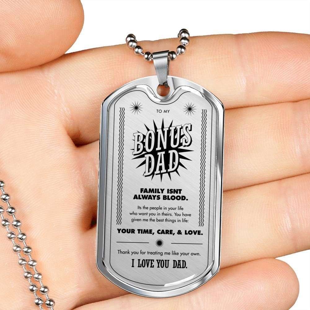 Dad Dog Tag Father’S Day Gift, Custom Dog Tag Military Chain Necklace Gift For Bonus Dad I Love You Dog Tag Father's Day Rakva