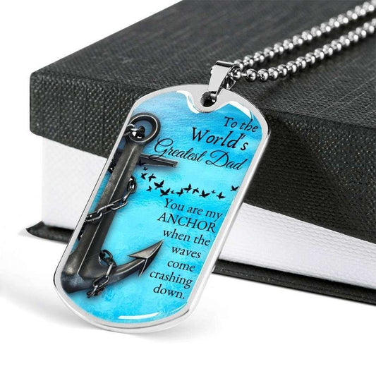 Dad Dog Tag Father’S Day Gift, Custom Dog Tag Military Chain Necklace Giving Greatest Dad You Are My Anchor Dog Tag Father's Day Rakva