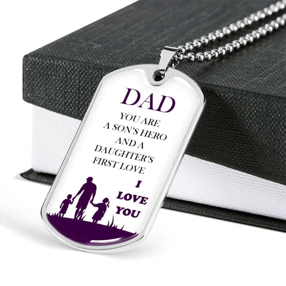 Dad Dog Tag Father’S Day Gift, Custom Dog Tag Military Chain Necklace I Love You Gift For Dad Dog Tag Father's Day Rakva