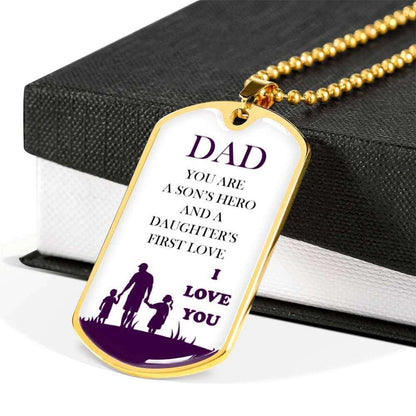 Dad Dog Tag Father’S Day Gift, Custom Dog Tag Military Chain Necklace I Love You Gift For Dad Dog Tag Father's Day Rakva