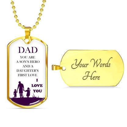 Dad Dog Tag Father’S Day Gift, Custom Dog Tag Military Chain Necklace I Love You Gift For Dad Dog Tag Father's Day Rakva