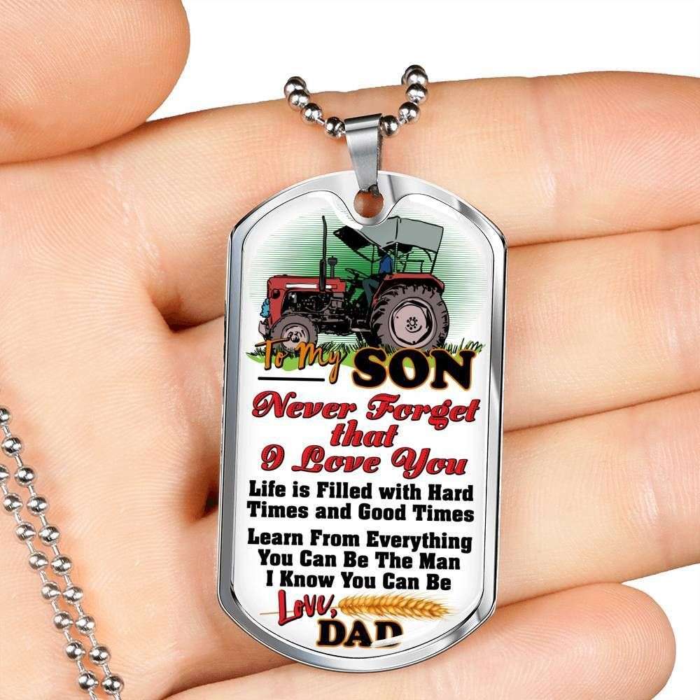 Dad Dog Tag Father’S Day Gift, Custom Farmer Dad Gift For Son Dog Tag Military Chain Necklace Dog Tag Father's Day Rakva