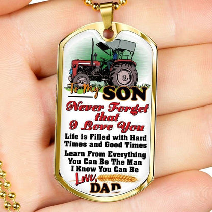 Dad Dog Tag Father’S Day Gift, Custom Farmer Dad Gift For Son Dog Tag Military Chain Necklace Dog Tag Father's Day Rakva