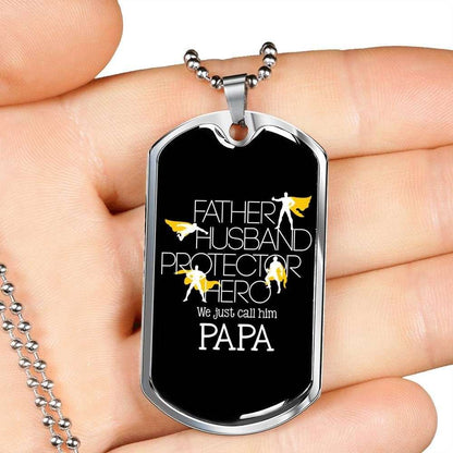 Dad Dog Tag Father’S Day Gift, Custom Father Husband Protector Hero Dog Tag Military Chain Necklace For Dad Dog Tag Father's Day Rakva