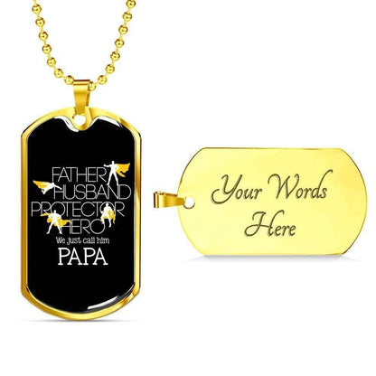 Dad Dog Tag Father’S Day Gift, Custom Father Husband Protector Hero Dog Tag Military Chain Necklace For Dad Dog Tag Father's Day Rakva