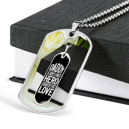 Dad Dog Tag Father’S Day Gift, Custom Gift For Father Dog Tag Military Chain Necklace A Father Is A Real Hero Dog Tag Father's Day Rakva
