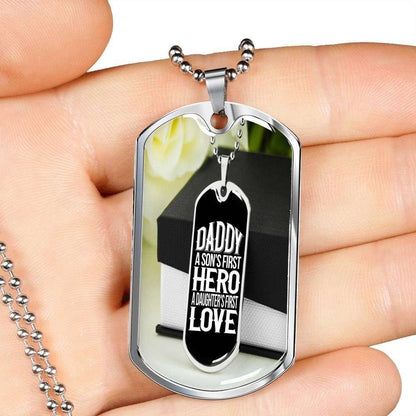Dad Dog Tag Father’S Day Gift, Custom Gift For Father Dog Tag Military Chain Necklace A Father Is A Real Hero Dog Tag Father's Day Rakva