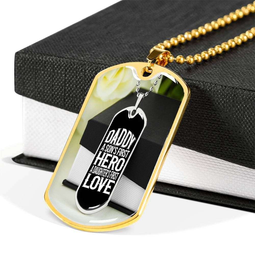 Dad Dog Tag Father’S Day Gift, Custom Gift For Father Dog Tag Military Chain Necklace A Father Is A Real Hero Dog Tag Father's Day Rakva