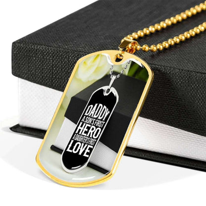 Dad Dog Tag Father’S Day Gift, Custom Gift For Father Dog Tag Military Chain Necklace A Father Is A Real Hero Dog Tag Father's Day Rakva