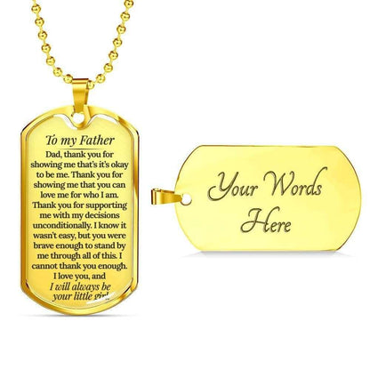 Dad Dog Tag Father’S Day Gift, Custom Gift For Father I’Ll Always Be Your Little Boy Dog Tag Military Chain Necklace Dog Tag Father's Day Rakva