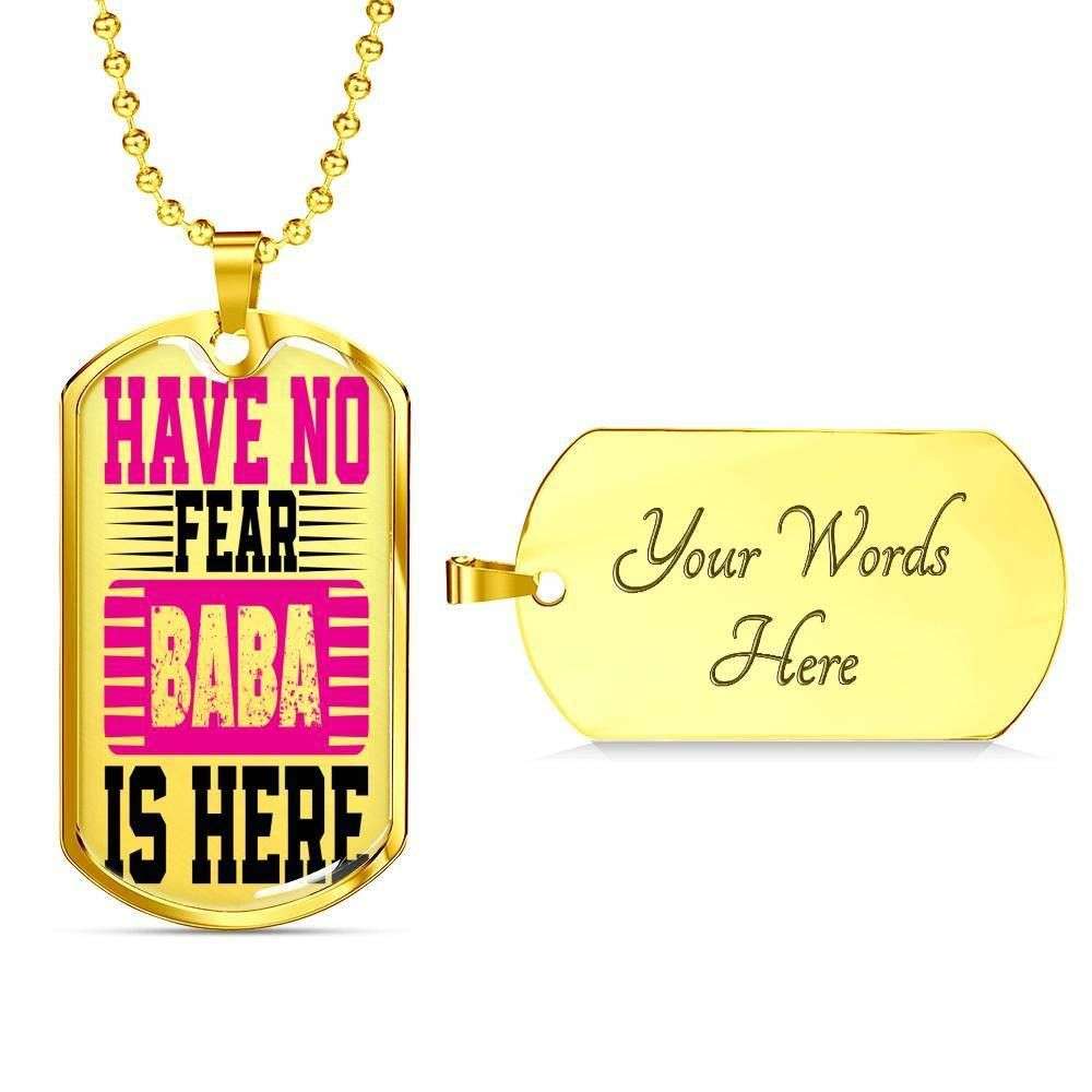 Dad Dog Tag Father’S Day Gift, Custom Have No Fear Baba Is Here Dog Tag Military Chain Necklace Dog Tag Father's Day Rakva