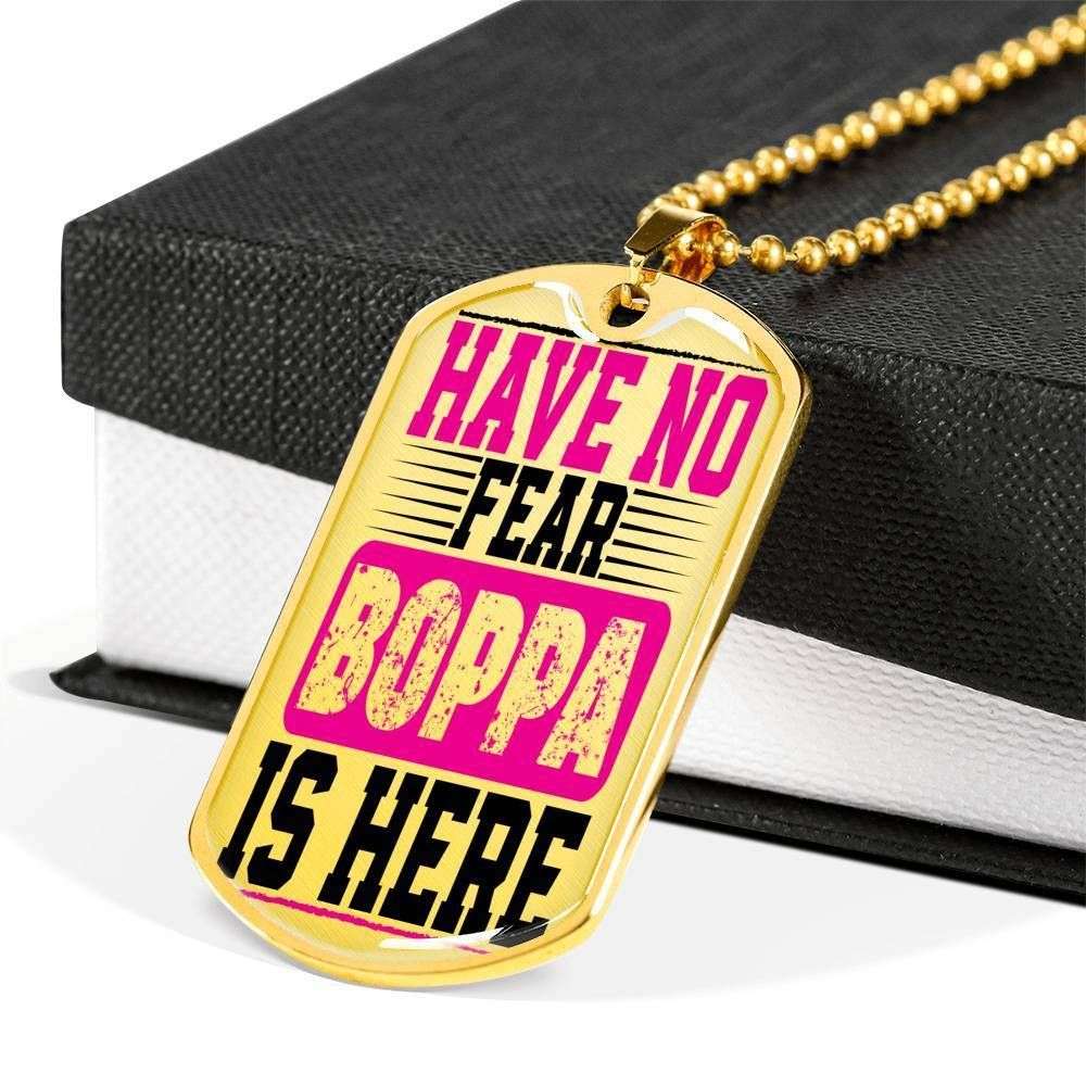 Dad Dog Tag Father’S Day Gift, Custom Have No Fear Boppa Is Here Dog Tag Military Chain Necklace Gift For Dad Dog Tag Father's Day Rakva