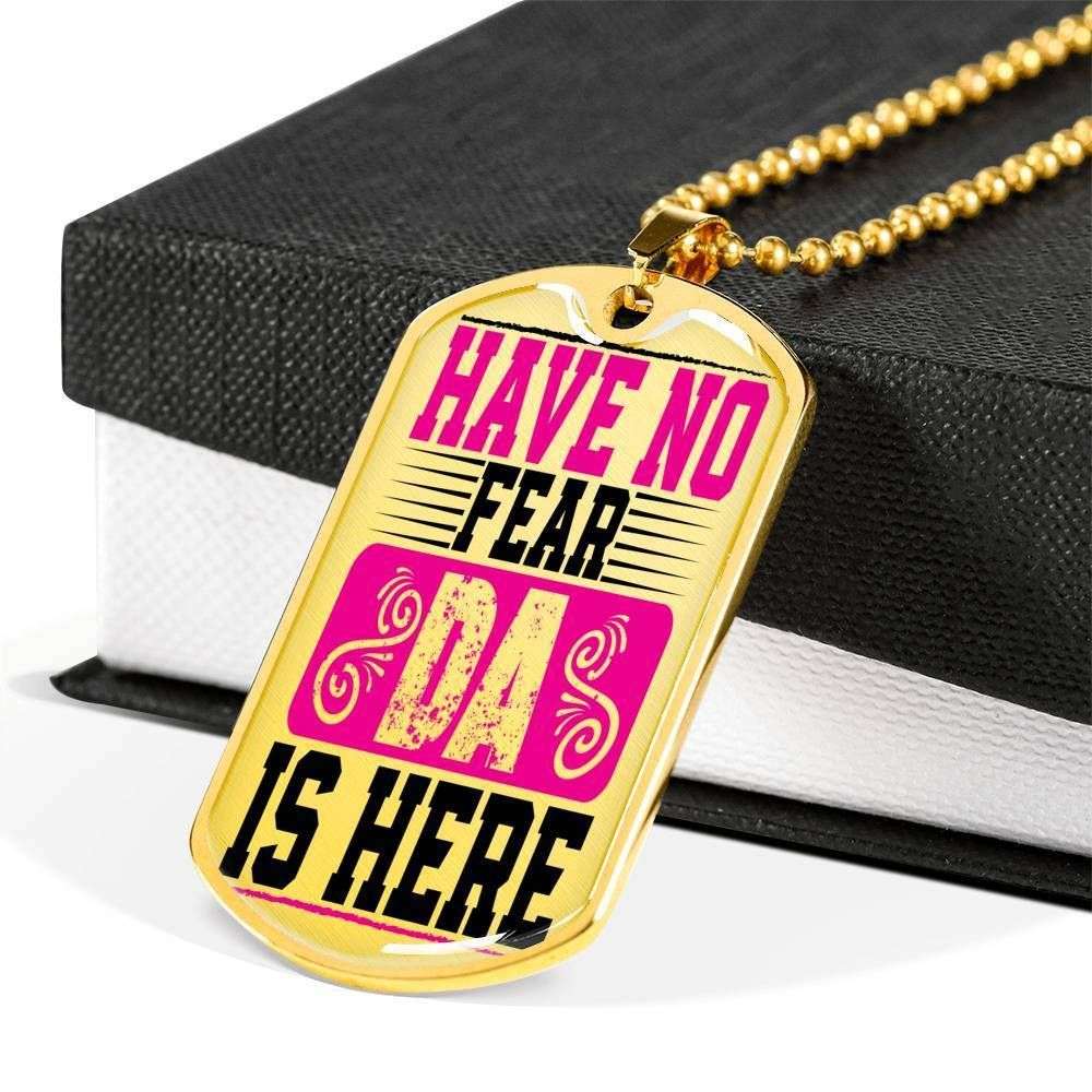 Dad Dog Tag Father’S Day Gift, Custom Have No Fear Da Is Here Dog Tag Military Chain Necklace Giving Friends Dog Tag Father's Day Rakva