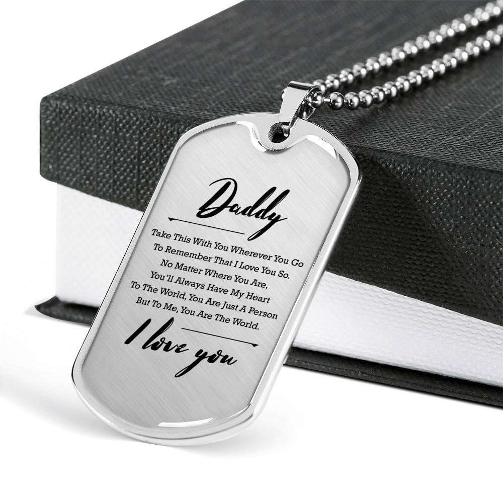 Dad Dog Tag Father’S Day Gift, Custom I Love You Dog Tag Military Chain Necklace For Daddy Dog Tag Father's Day Rakva
