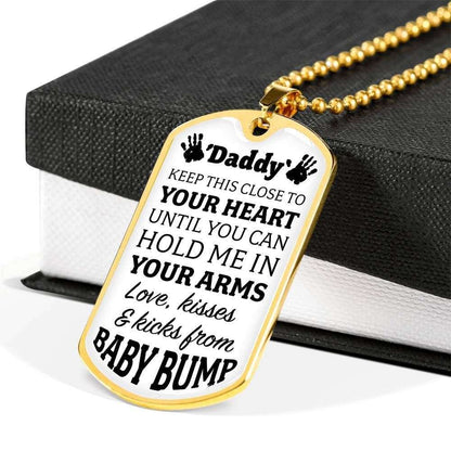 Dad Dog Tag Father’S Day Gift, Custom Keep This Close To Your Heart Dog Tag Military Chain Necklace Gift For Daddy Dog Tag Father's Day Rakva