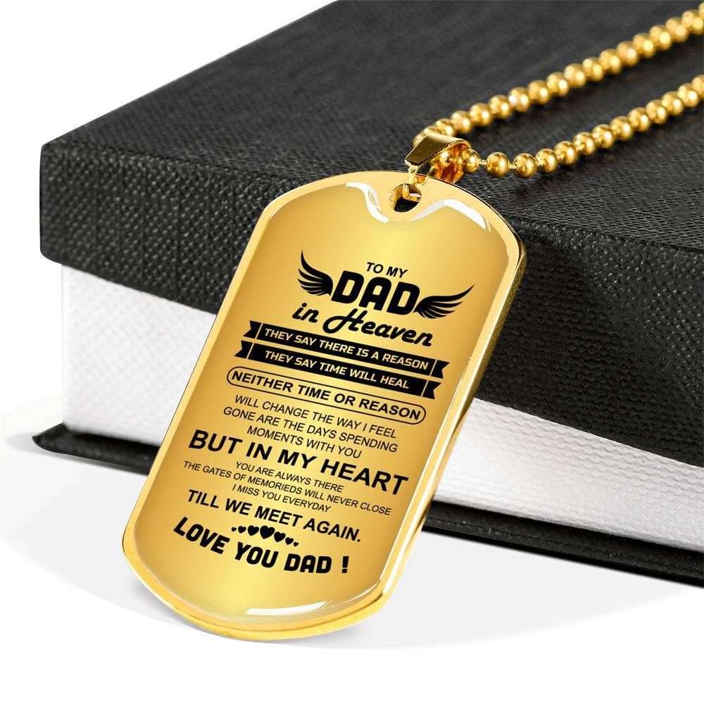 Dad Dog Tag Father’S Day Gift, Custom Love You Dad Dog Tag Military Chain Necklace For Angel Dad Dog Tag Father's Day Rakva
