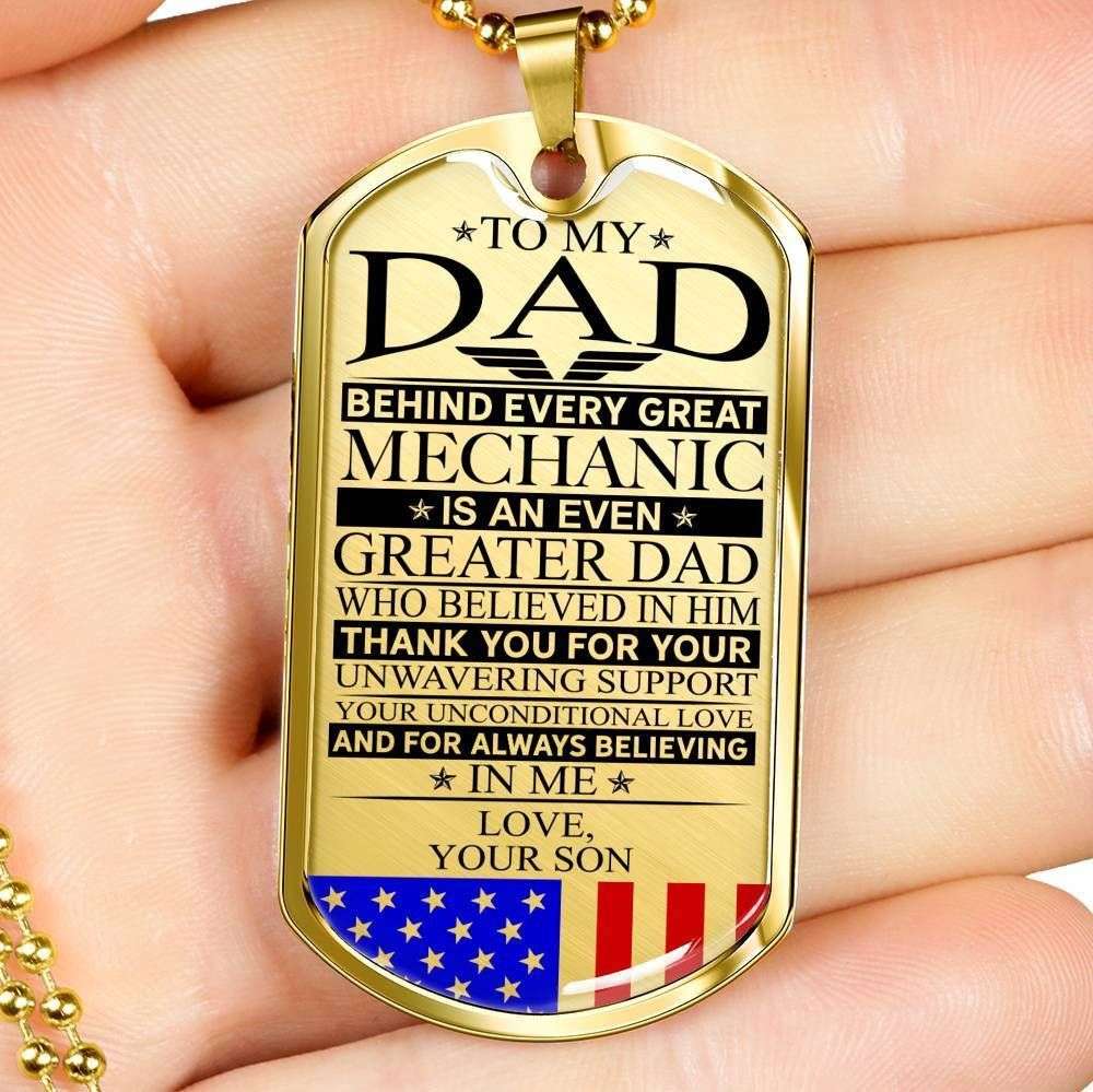 Dad Dog Tag Father’S Day Gift, Custom Mechanic’S Dad Unconditional Love Dog Tag Military Chain Necklace Dog Tag Father's Day Rakva